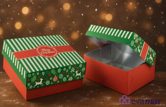 Cutii din carton pentru prăjituri de Crăciun, cu un design festiv și protecție profesională, pentru cofetării și HoReCa